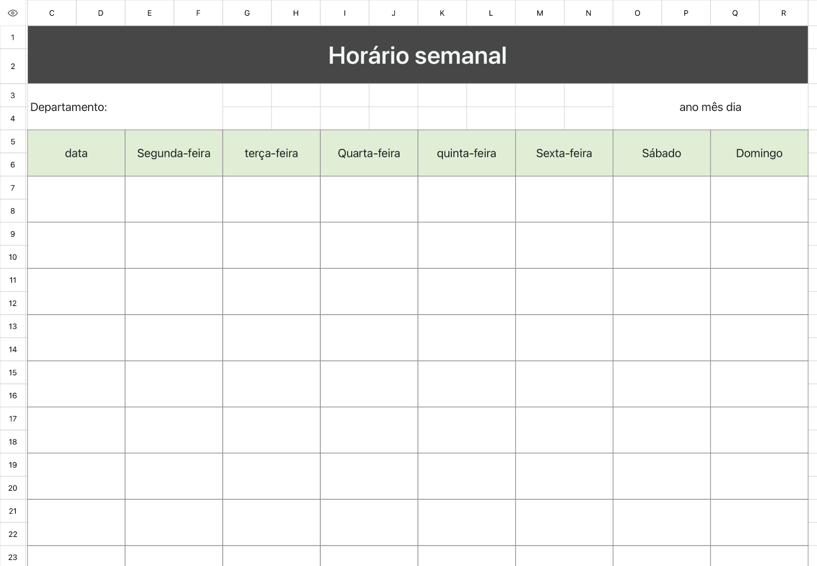 Horário semanal